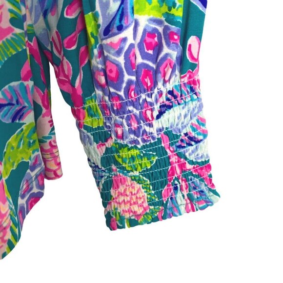 Lilly Pulitzer Lana‎ Top Maldives Green Turtle Wave Medium Off Shoulder CJ-1631 - Picture 7 of 11